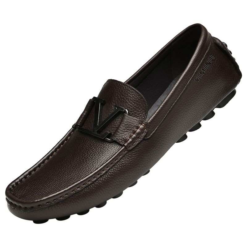YIMINU Top Grain Cow Leather Men's Casual Shoes Men's