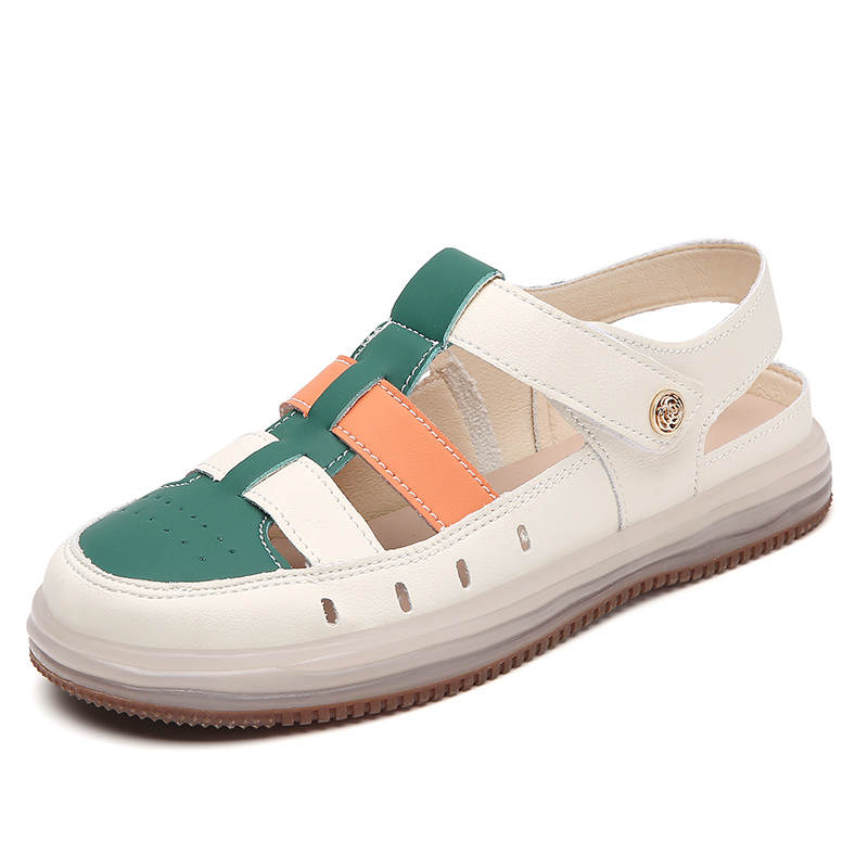 Reivantix Reivanti Cow Split Leather Casual Shoes 2cm Women's Beige Green