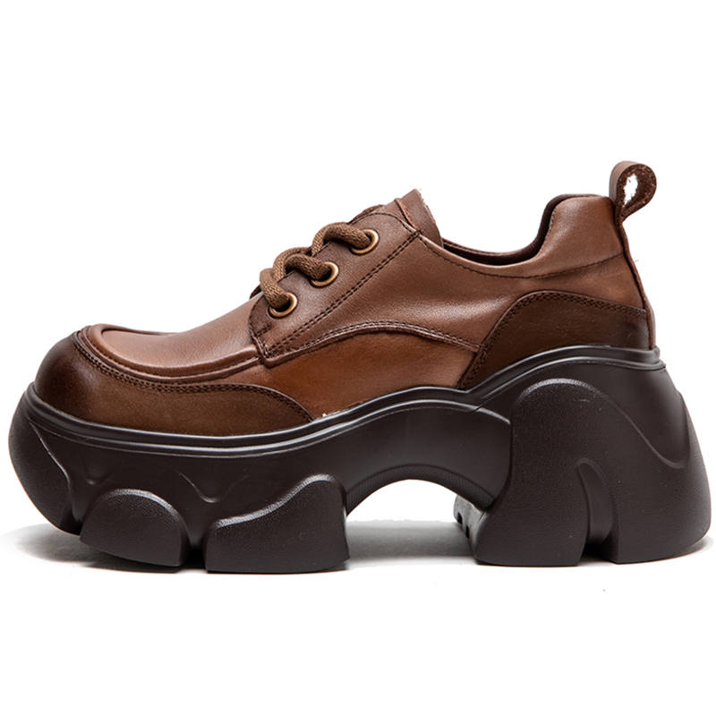 JIEZHOU Top Grain Cow Leather Loafers 8cm Women's