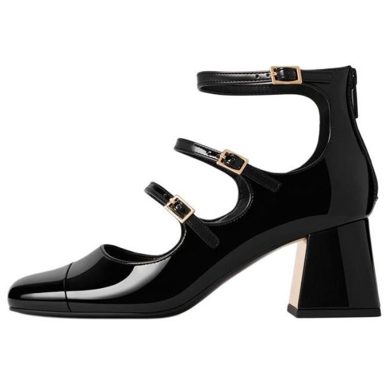 CHARLES&KEITH Small Ck Pu Chunky Heel Mary Jane Shoes 6.2cm Women's