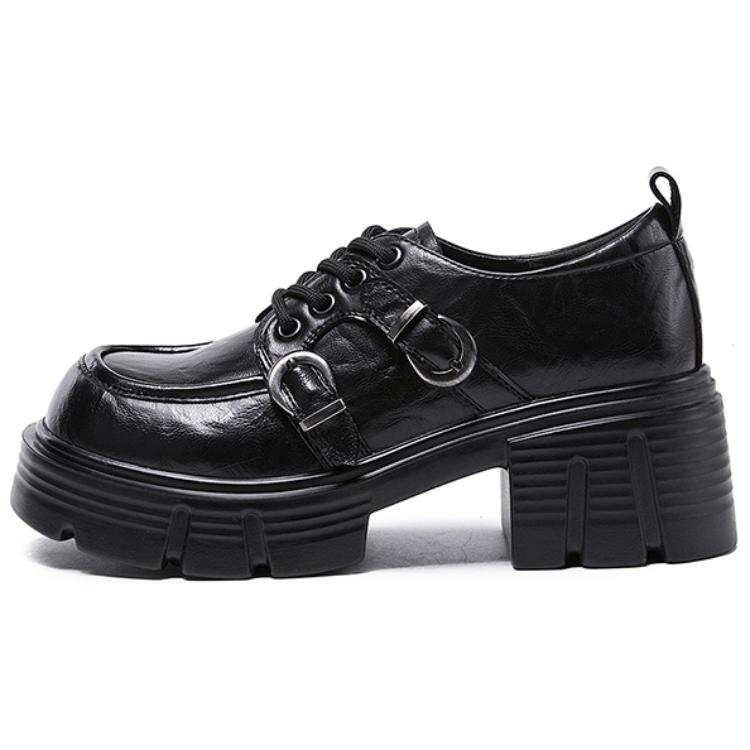 DAPHNE DAPHNE Cow Split Leather Casual Shoes 6CM Women's Black