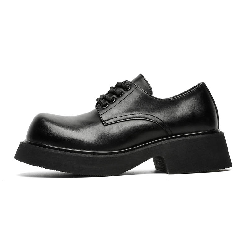 V05 Microfiber Leather Breathable Abrasion Resistant Height Increasing Low top Casual Shoes Unisex Black