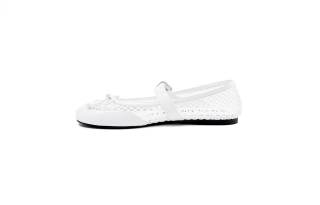RUNTOTHEFUTURE Microfiber Leather Flat Mary Jane Shoes Women's White