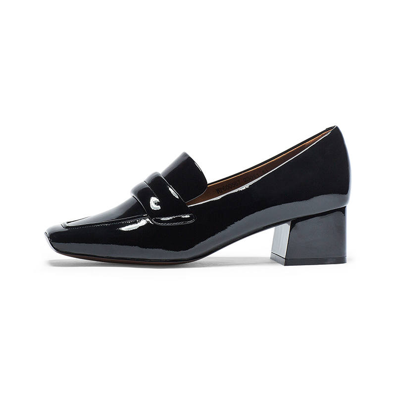 Coup De Foudre Cow Leather Chunky Heel High Heels 4.5cm Women's