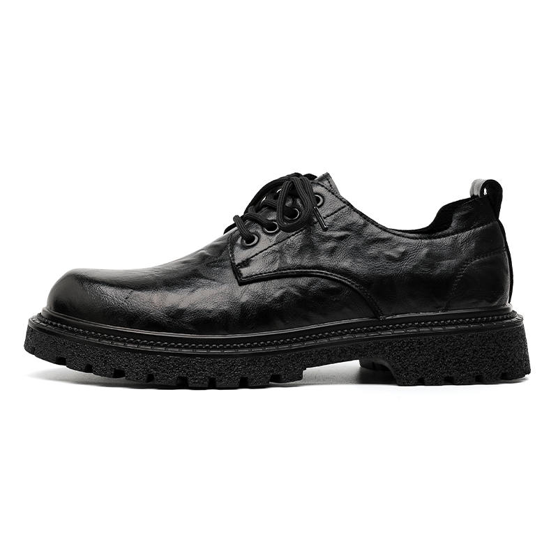 LUOMENG LUOMENG Casual Leather Shoes Men's Low Top Black