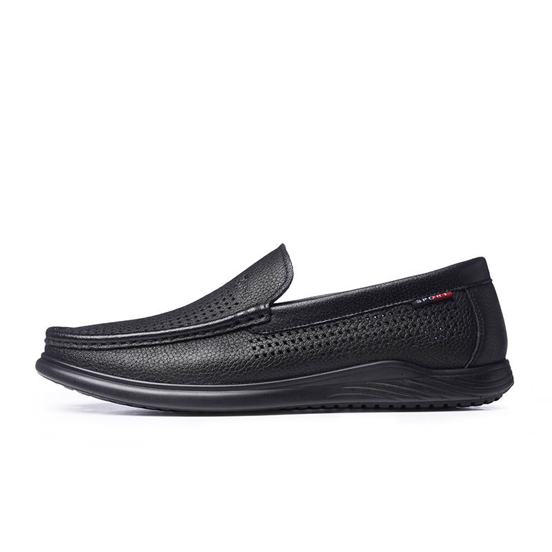 RITAI Casual Leather Shoes Men's Low Top Black