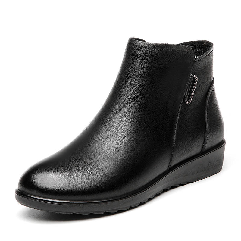 XINNUO Top Grain Cow Leather Thermal Mid top Casual Shoes Women's