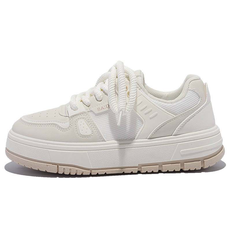 ZHANGXIAOJIE Pu Breathable Height Increasing Breathable Height Increasing Low top Casual Shoes Women's Beige