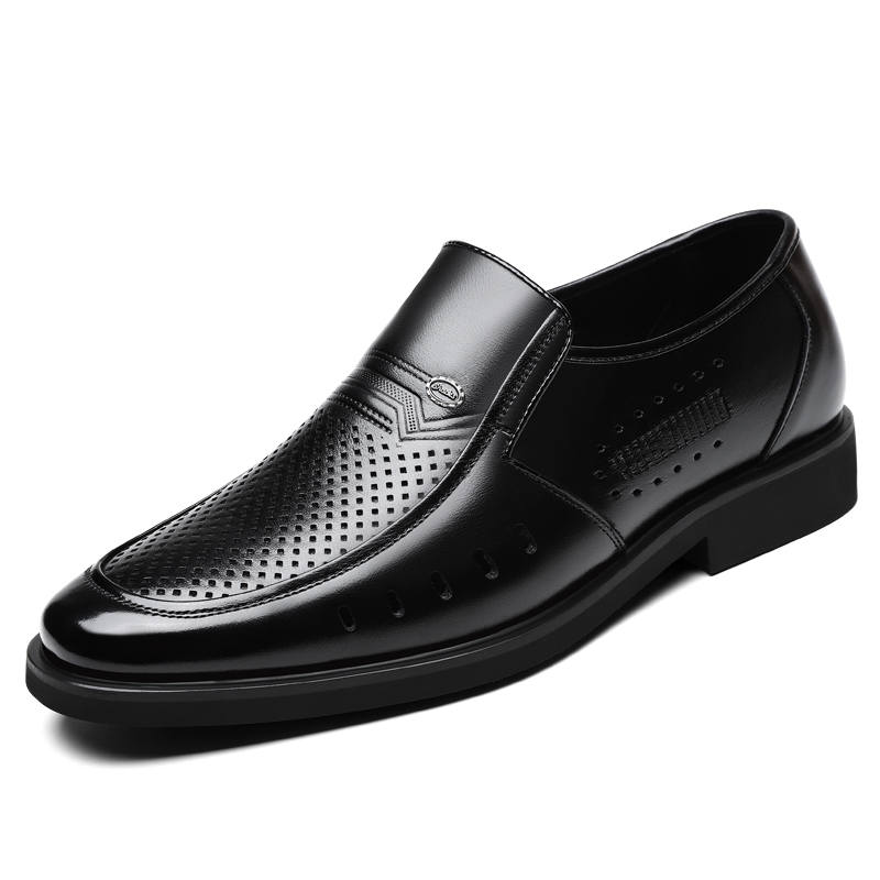 Shanpijiang Top Grain Cow Leather Casual Shoes Men's Black