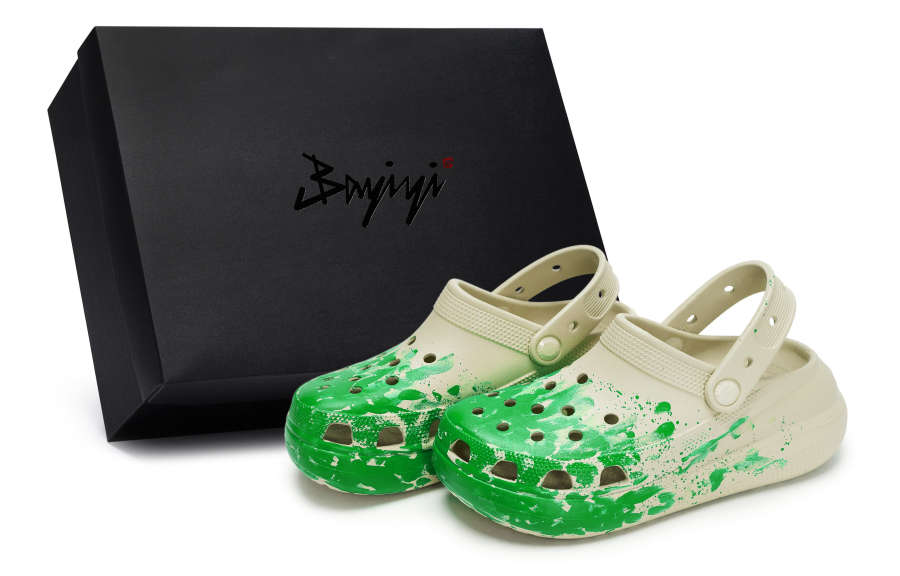Crocs Crush Clog 811 Manufacturing, Camping Site, Special Shoe Box Clogs Unisex Bone White Green