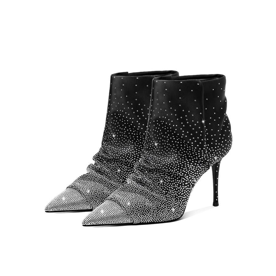 Hoov Satin Ankle Boots Women's Starry Black