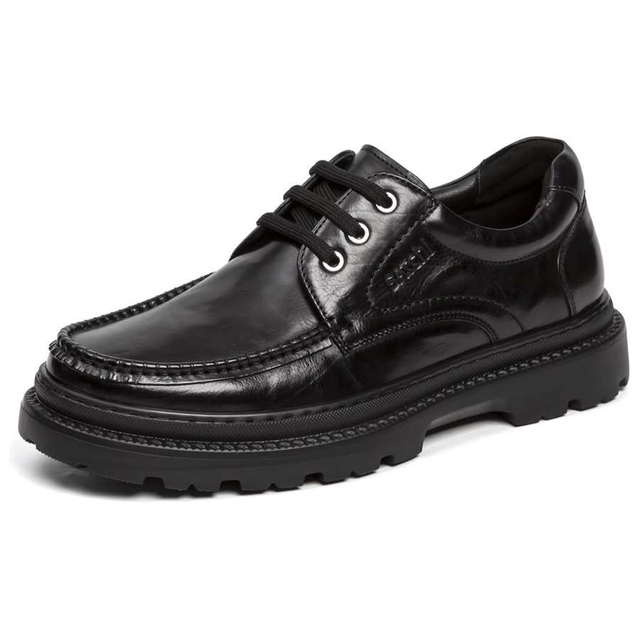 Satchi Top Grain Cow Leather Casual Shoes Men's Black