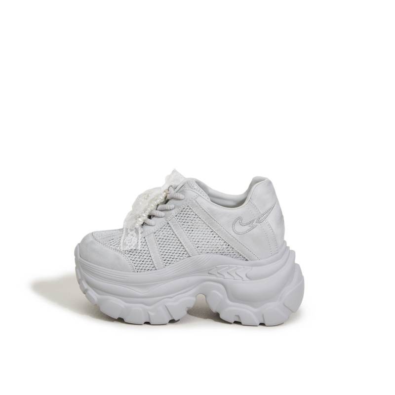 MILANLIANGE Chunky Sneakers Women's Low Top White
