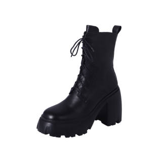 Naiyee Top Grain Cow Leather Ankle Length Combat Boots 9.5cm Women's