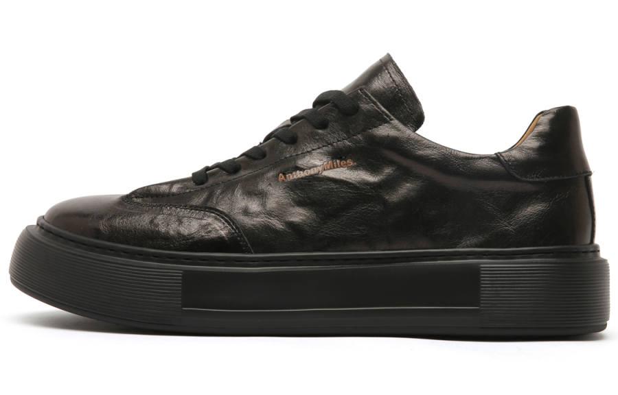 Anthony Miles Cow Leather Stylish Skateboarding Shoes Men's Black