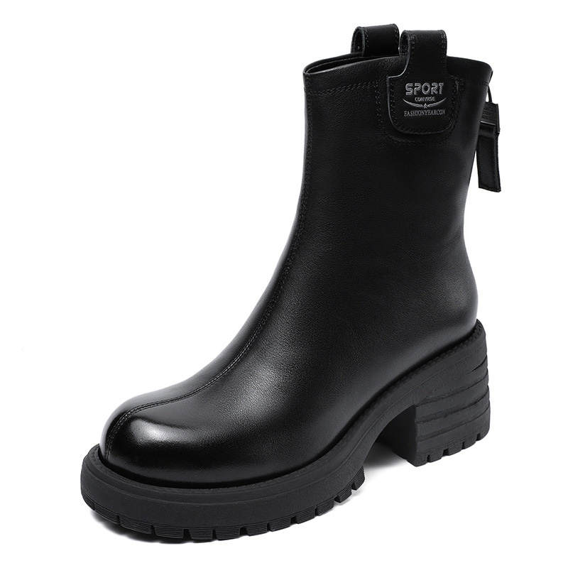 Devanro Devanro Top Grain Cow Leather Ankle Boots 6.5cm Women's