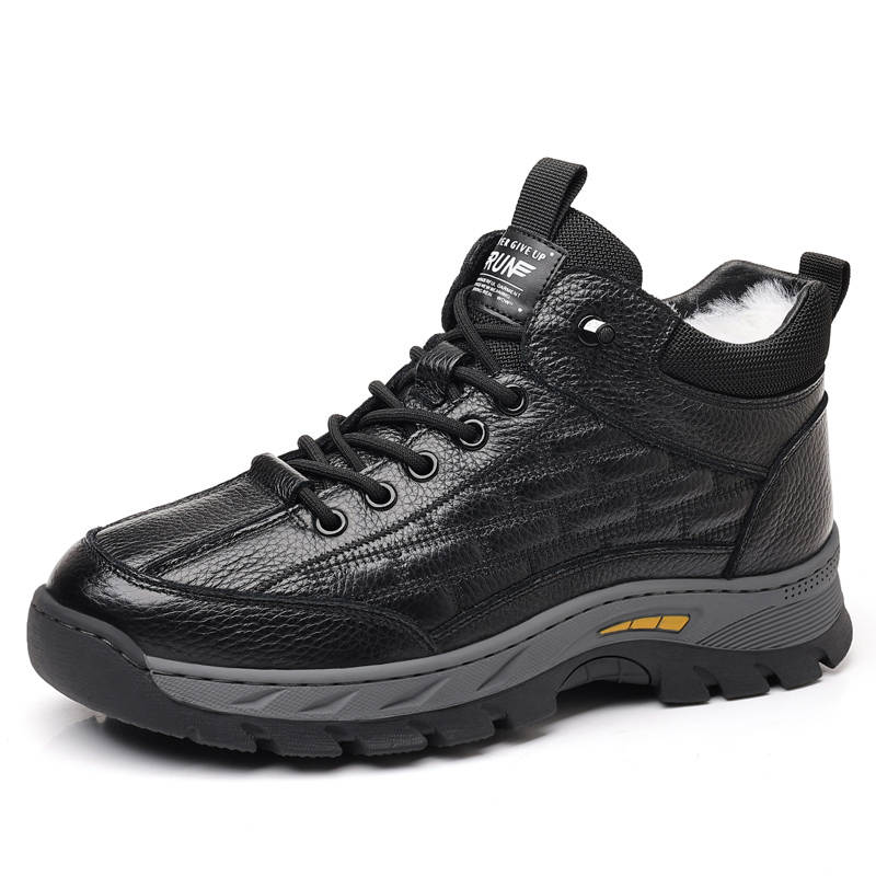 MODENGPAN MODENGPAN Top Grain Cow Leather Snow Boots Men's Black