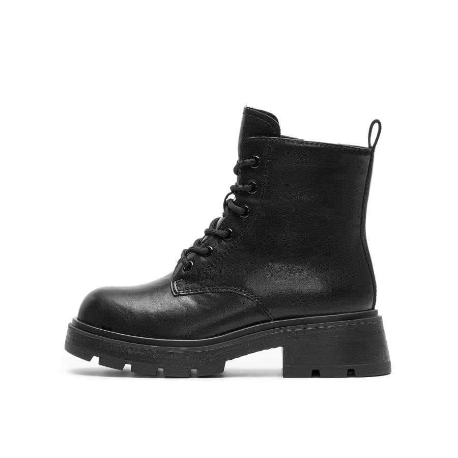 Joypeace Joypeace Cow Leather Short Combat Boots Women's