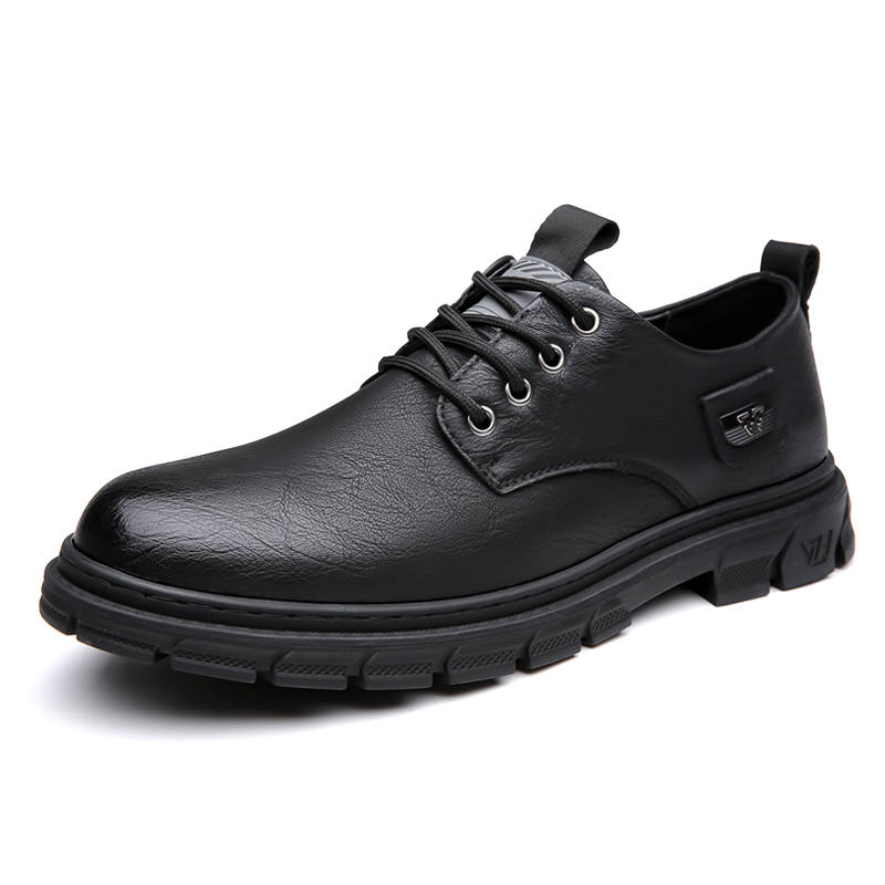CITONGXIANSHENG Cow Split Leather Casual Shoes Men's Black