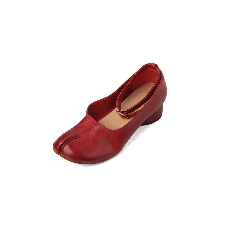 SUYANJIAO Horse Leather Chunky Heel High Heels Women's