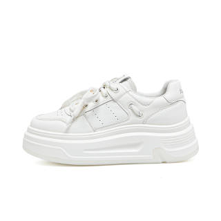 CHIBANG Cow Leather Lightweight Low top Skateboard Shoes Women's Beige