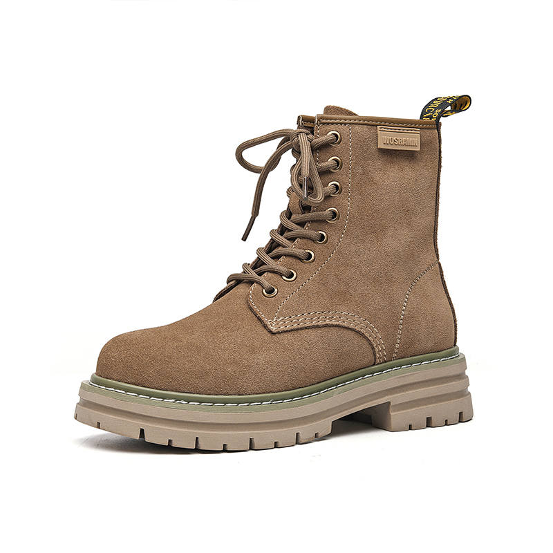 PINYI PINYI Cow Suede Short Combat Boots Men's Umber