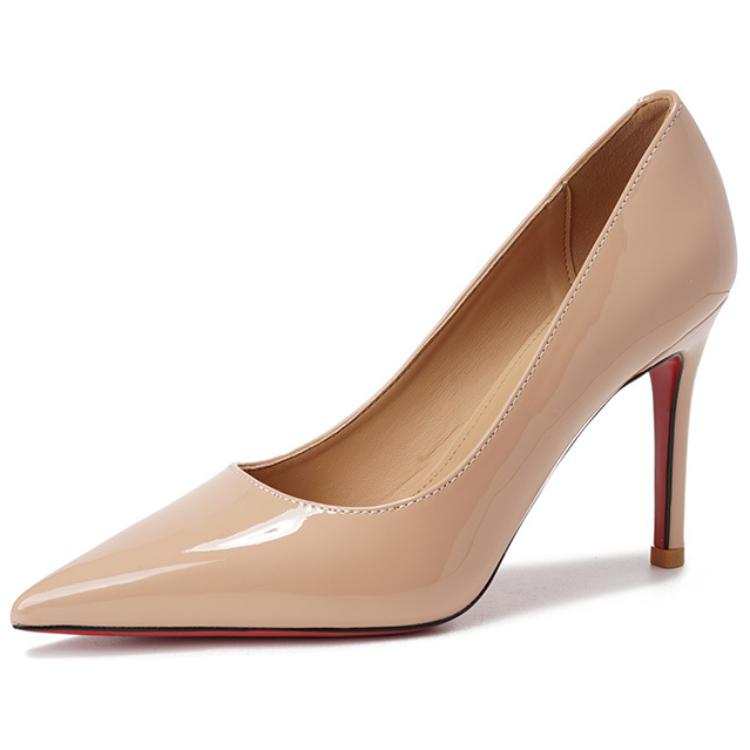 WEISHIBANGWEI Patent Leather Slim Heel High Heels Women's