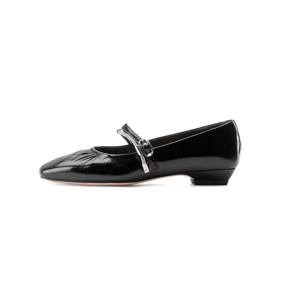 GOLDLION Cow Leather Chunky Heel Mary Jane Shoes 2.5cm Women's