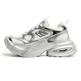 NICESS Breathable Height Increasing Low top Chunky Sneakers Women's Silver