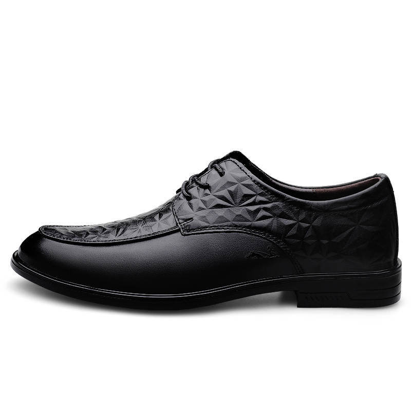 YINGLUNQISHI Top Grain Cow Leather Casual Shoes Men's Black