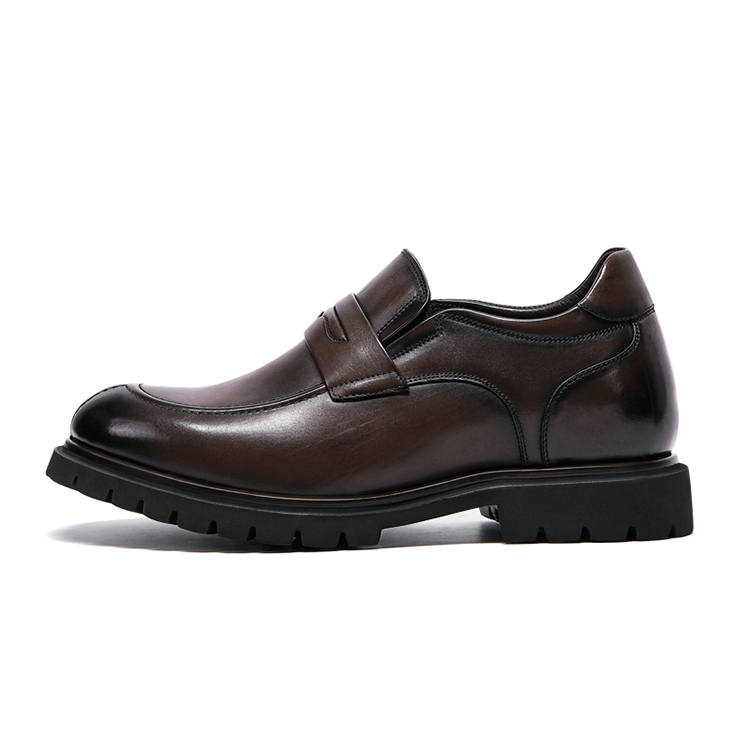 He Jinchang Cow Leather Dress Shoes Men's Vintage Brown