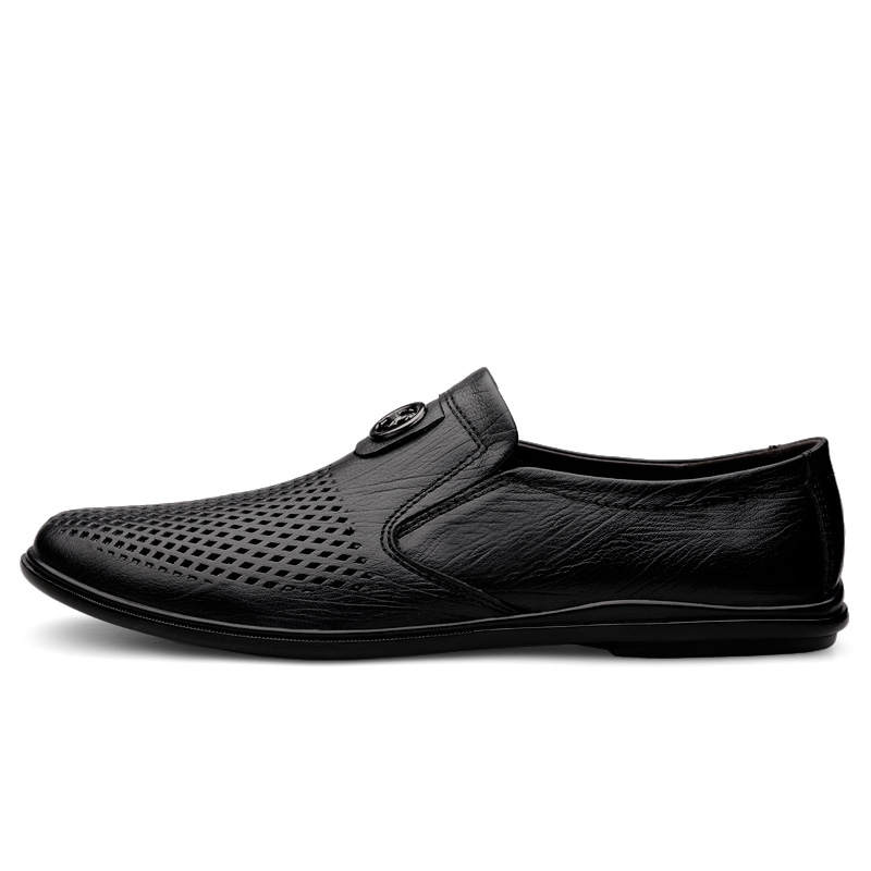 YINGLUNQISHI Top Grain Cow Leather Comfortable And Trendy Casual Shoes Men's Black