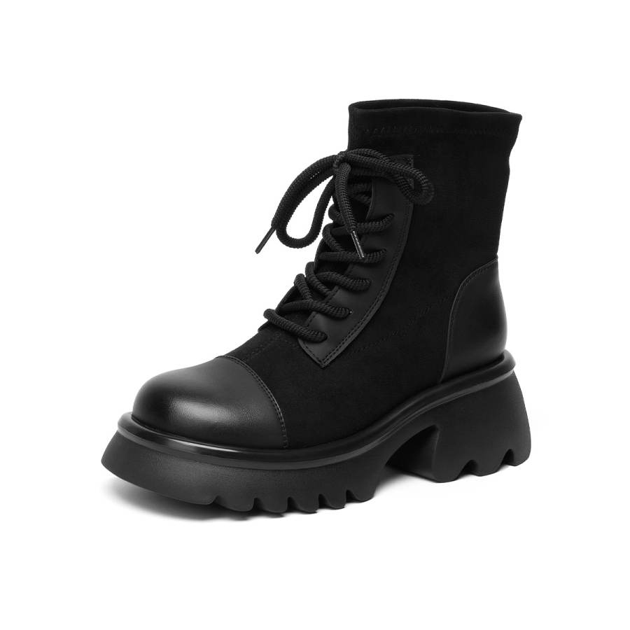 GEMEIQ GEMEIQ Synthetic Leather Short Combat Boots Women's