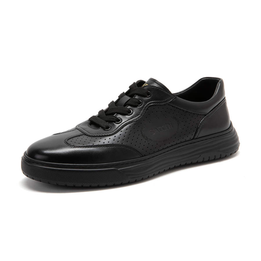 Satchi Top Grain Cow Leather Casual Shoes Men's Black