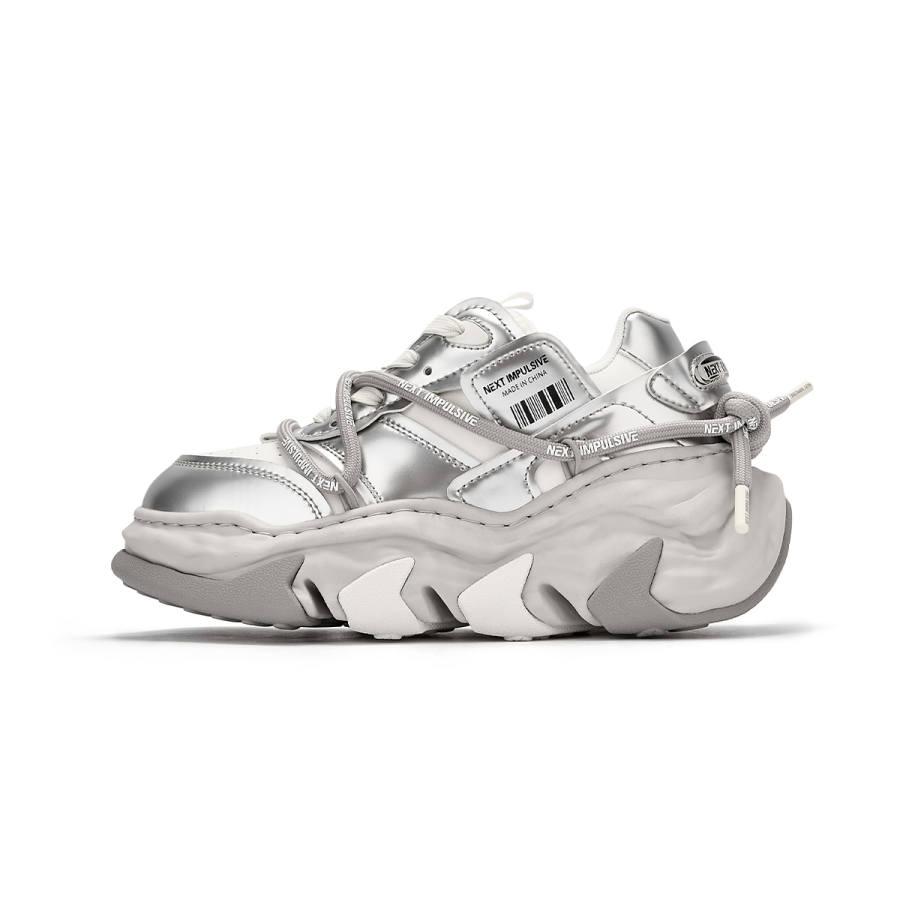 NEXT IMPULSIVE Dissolve Collection Synthetic Leather Stylish Skateboarding Shoes Unisex Silver