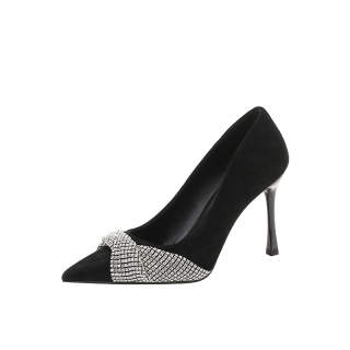 HKCP Suede Slim Heel High Heels 7cm Women's Black