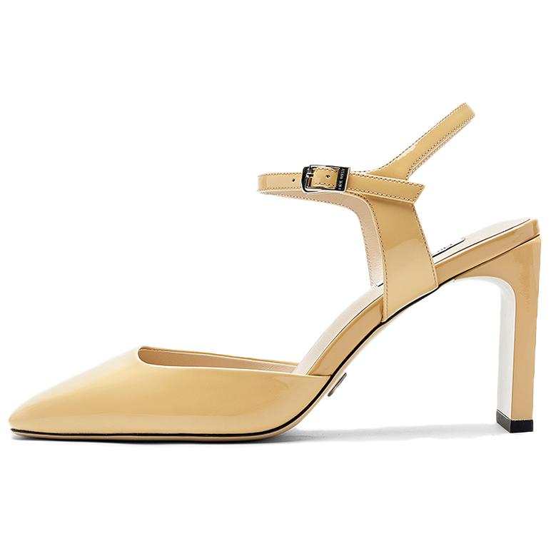NINE WEST Cow Leather Slim Heel High Heels 8.5cm Women's