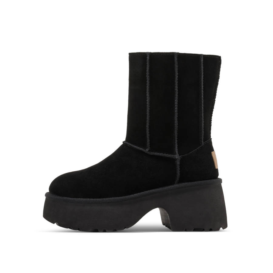 C°BANNER Cow Split Leather Thermal Slip Resistant 18cm Snow Boots Women's Black