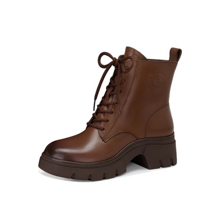 JESSICA SOPHIA Top Grain Cow Leather Short Combat Boots Women's