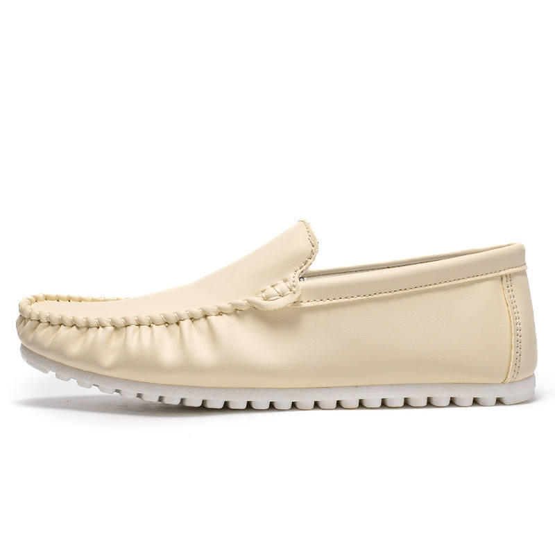 YINGLUNQISHI Cow Split Leather Men's Casual Shoes Men's Beige