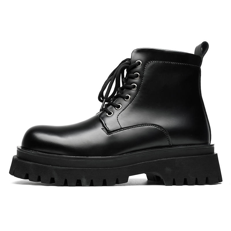 SHUPATE SHUPATE Microfiber Leather Short Combat Boots Unisex Black