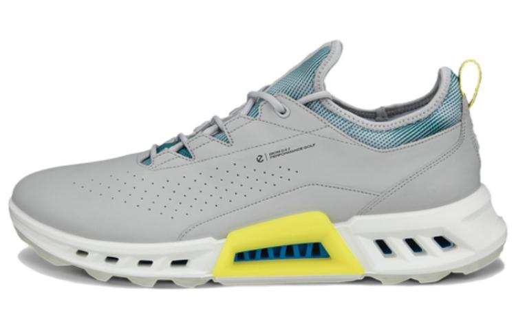 Ecco Leather Abrasion Resistant Breathable Low top Casual Shoes Men's Gray Blue
