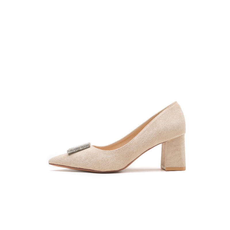 QITUMAUL Suede Chunky Heel High Heels Women's