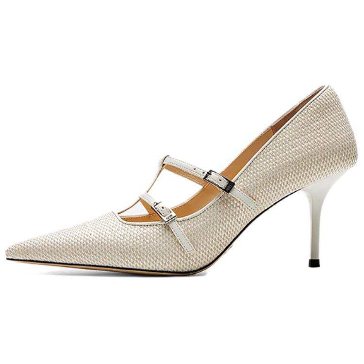 NINE WEST Cow Leather Slim Heel High Heels 8cm Women's