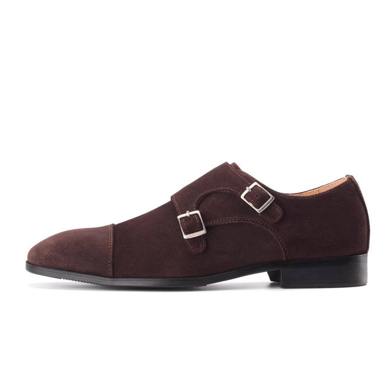 Bansley Cow Suede Dress Shoes Unisex Dark Brown