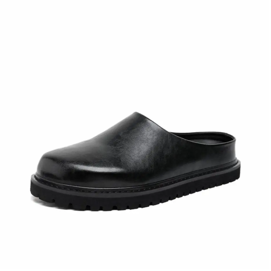 SOBB Rubber Sole Abrasion Resistant Slip Resistant Abrasion Resistant Slip Resistant Closed Toe Slippers Men's Black