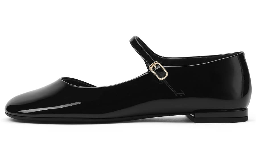 CHARLES&KEITH Small Ck Pu Flat Mary Jane Shoes 1.4cm Women's