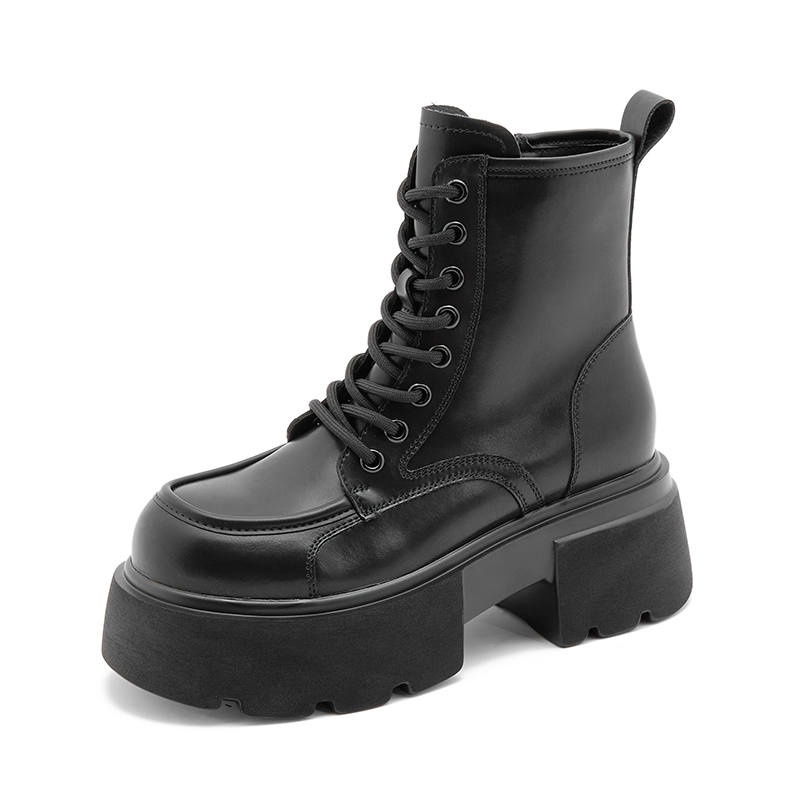 MILANLIANGE Short Combat Boots 7cm Women's Black