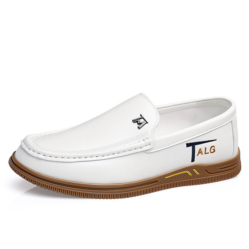 CITONGXIANSHENG Cow Split Leather Casual Shoes Men's White