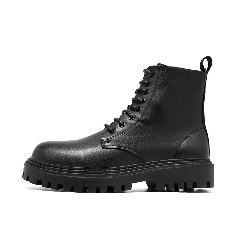 KAQIAODI KAQIAODI Microfiber Leather Crew Combat Boots Men's Black